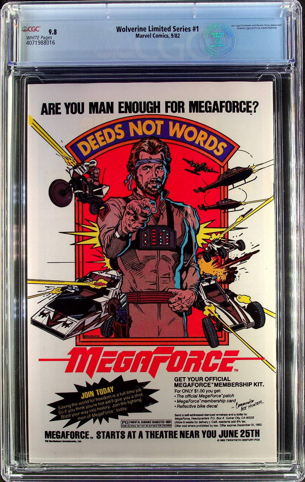 Wolverine Limited Series #1 (1982) CGC 9.8 NMMT WHITE Frank Miller Newsstand