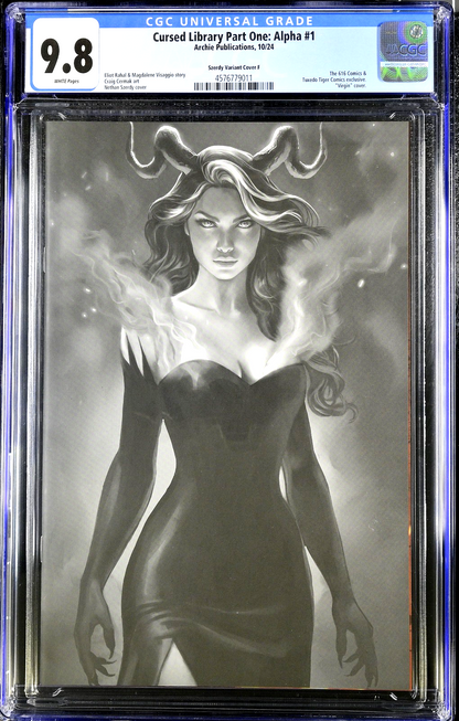 Cursed Library Part One: Alpha #1 (2024) CGC 9.8 NM/MT Szerdy B&W Virgin Cover F