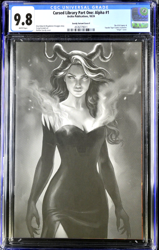 Cursed Library Part One: Alpha #1 (2024) CGC 9.8 NM/MT Szerdy B&W Virgin Cover F