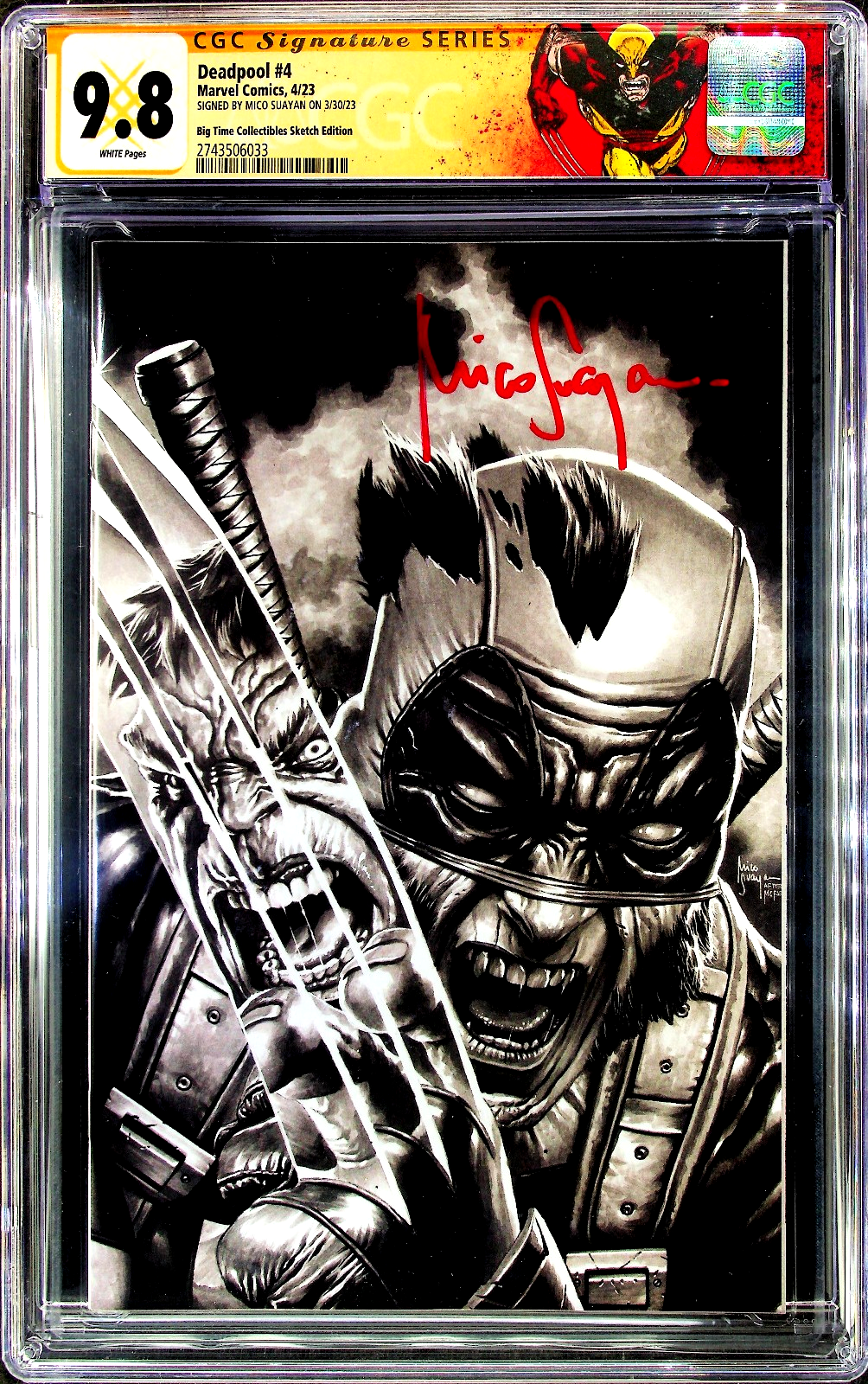 Deadpool #4 (2024) CGC SS 9.8 BTC Sketch Mico Suayan Sign Virgin Hulk 340 Homage