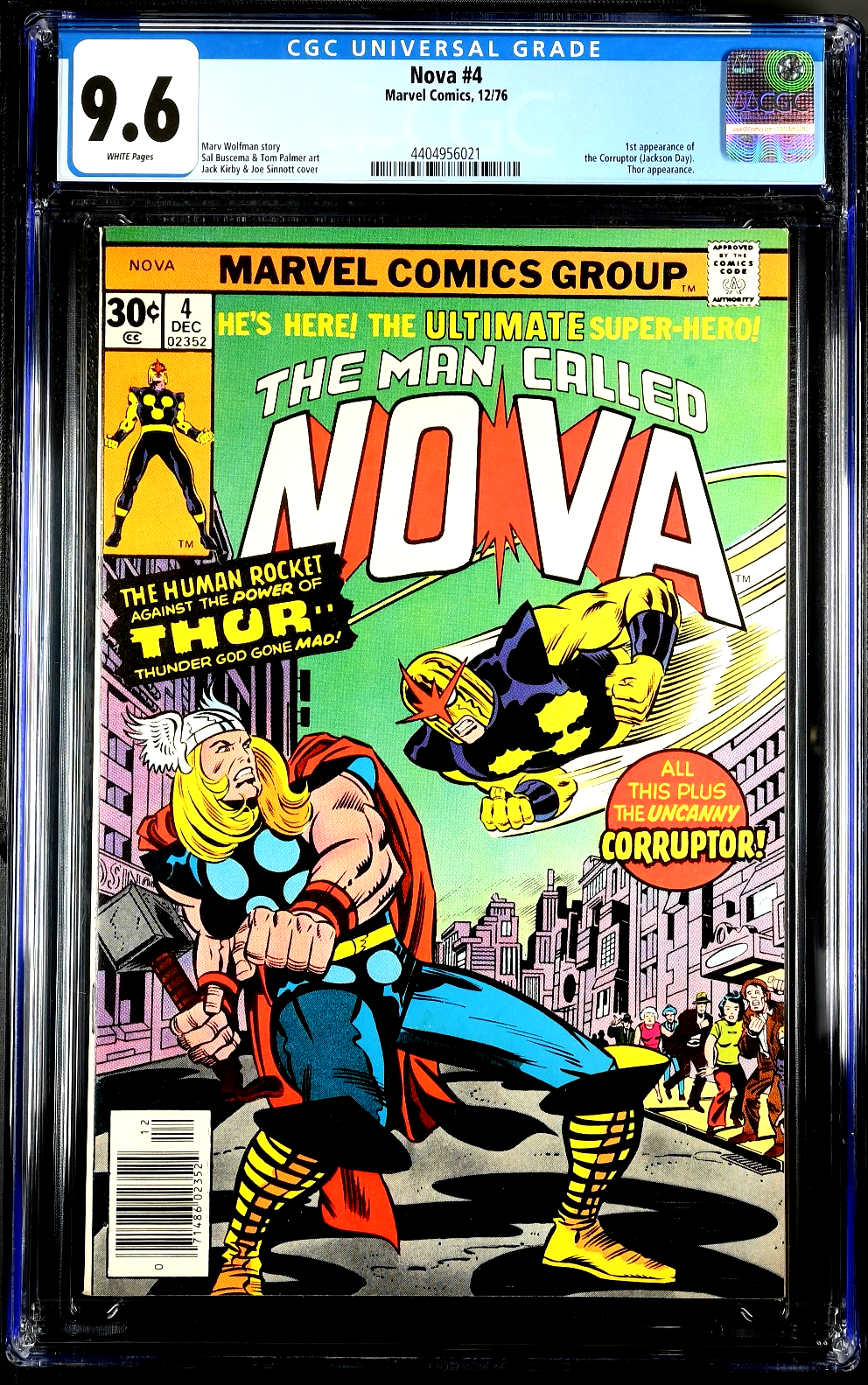 Nova #4 (1976) CGC 9.6 NM+ WHITE Pages KEY Kirby 1st Corruptor Thor Battle Cover