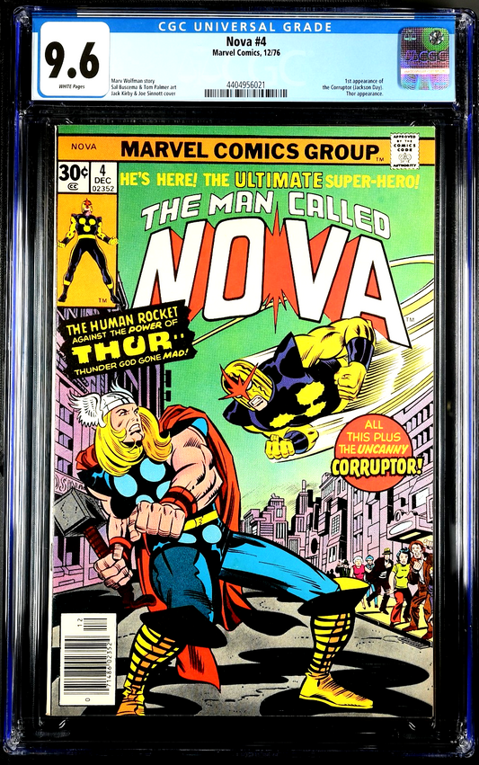 Nova #4 (1976) CGC 9.6 NM+ WHITE Pages KEY Kirby 1st Corruptor Thor Battle Cover