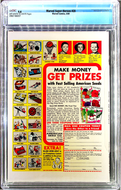 Marvel Super-Heroes #20 (1969) CGC 9.2 NM OW/W KEY Solo Doctor Doom 1st Valeria