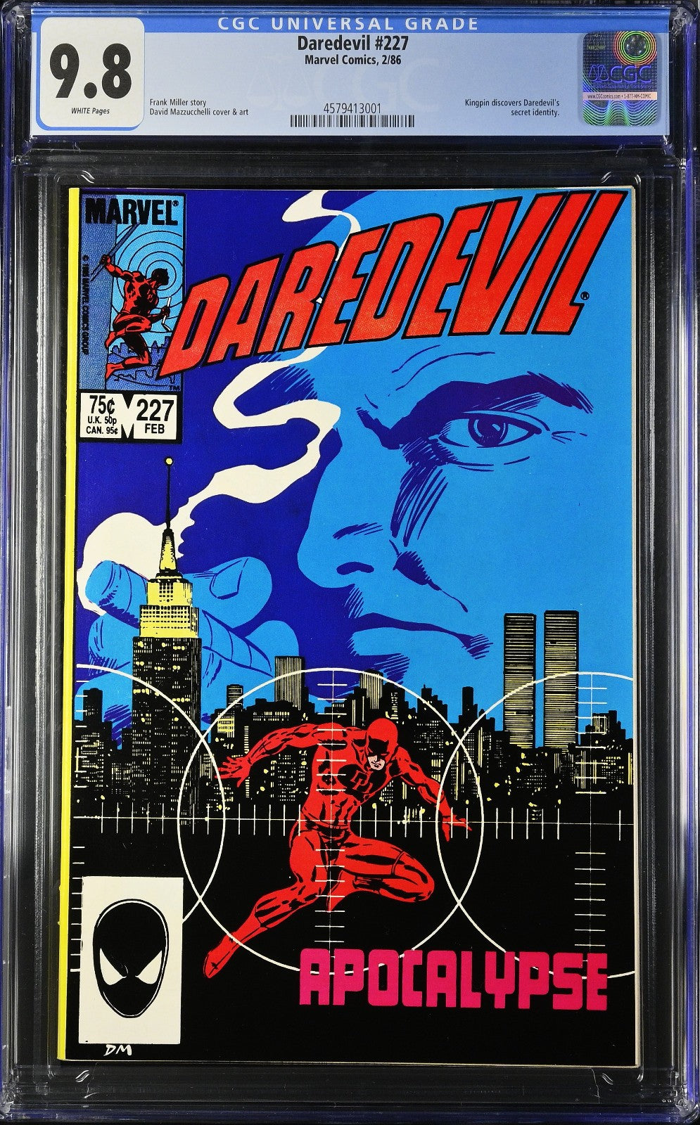 Daredevil #227 (1986) CGC 9.8 NM/MT KEY Miller Born Again Storyline Kingpin