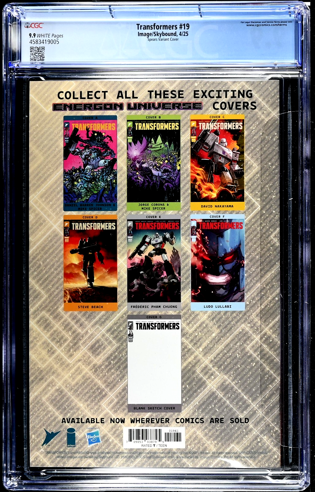 Transformers #19 (2025) CGC 9.9 MINT White Mark Spears C2E2 Virgin LTD 700