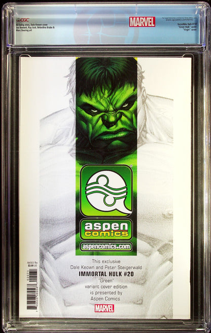 Immortal Hulk #20 (2019) CGC 9.8 Virgin Atomic Explosion Retired Custom Label