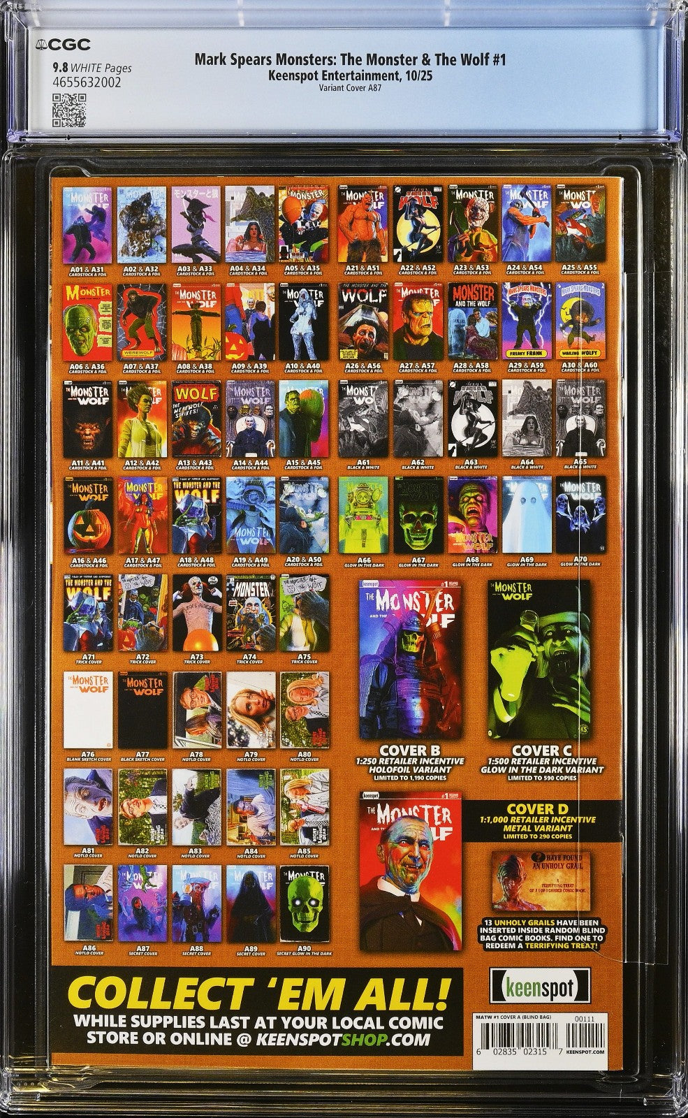 Mark Spears Monsters and Wolf #1 (2025) CGC 9.8 A87 Slayer vs. Zombies LTD 1:700