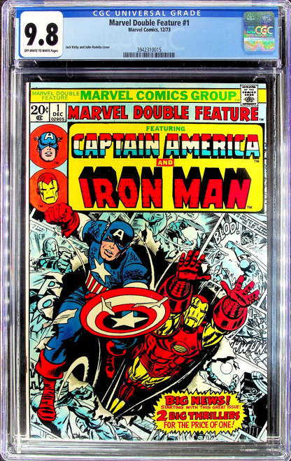 Marvel Double Feature #1 (1973) CGC 9.8 NM/MT OW/W KEY Captain America Iron Man