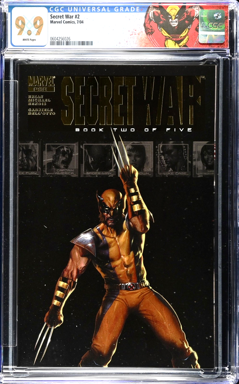 Secret War #2 (2004) CGC 9.9 MT Gold Foil Wolverine Custom Label RARE TOP ONLY 1