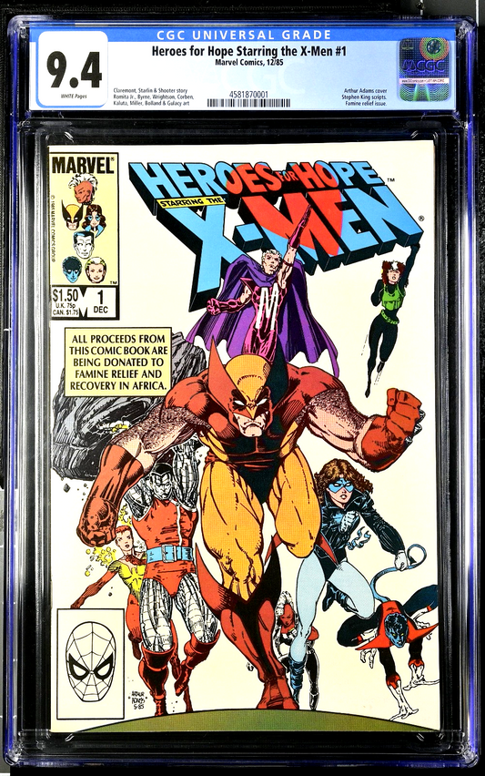 Heroes For Hope Starring X-Men #1 (1985) CGC 9.4 NM White Famine Relief Issue