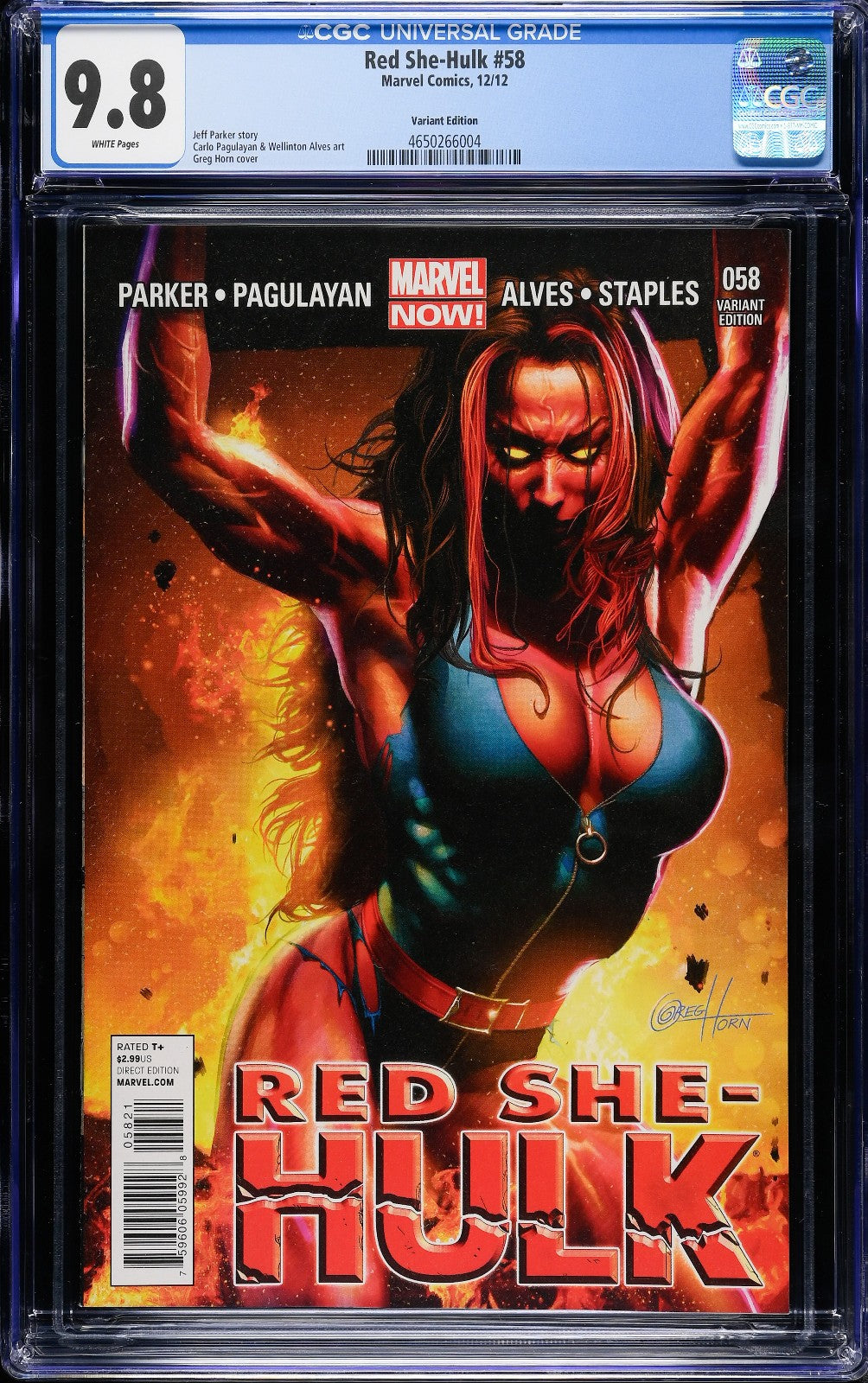 Red She Hulk #58 (2012) CGC 9.8 Greg Horn Limited RetaiIer Incentive 1:50 RARE