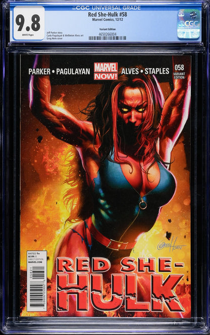 Red She Hulk #58 (2012) CGC 9.8 Greg Horn Limited RetaiIer Incentive 1:50 RARE