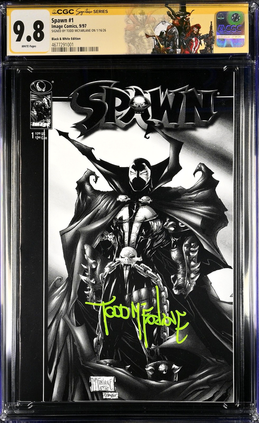 Spawn #1 (1997) CGC SS 9.8 B&W Black & White McFarlane Signed Custom Label 1:50