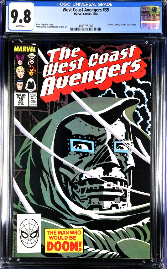 West Coast Avengers #35 (1988) CGC 9.8 NM/MT White Milgrom Iconic Doom Cover HTF