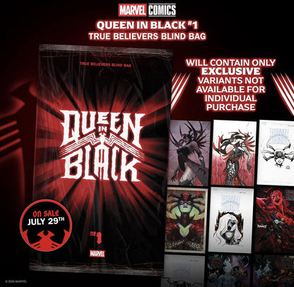 Queen in Black #1 (2026) True Believers Sealed Display Box of 20 Blind Bags