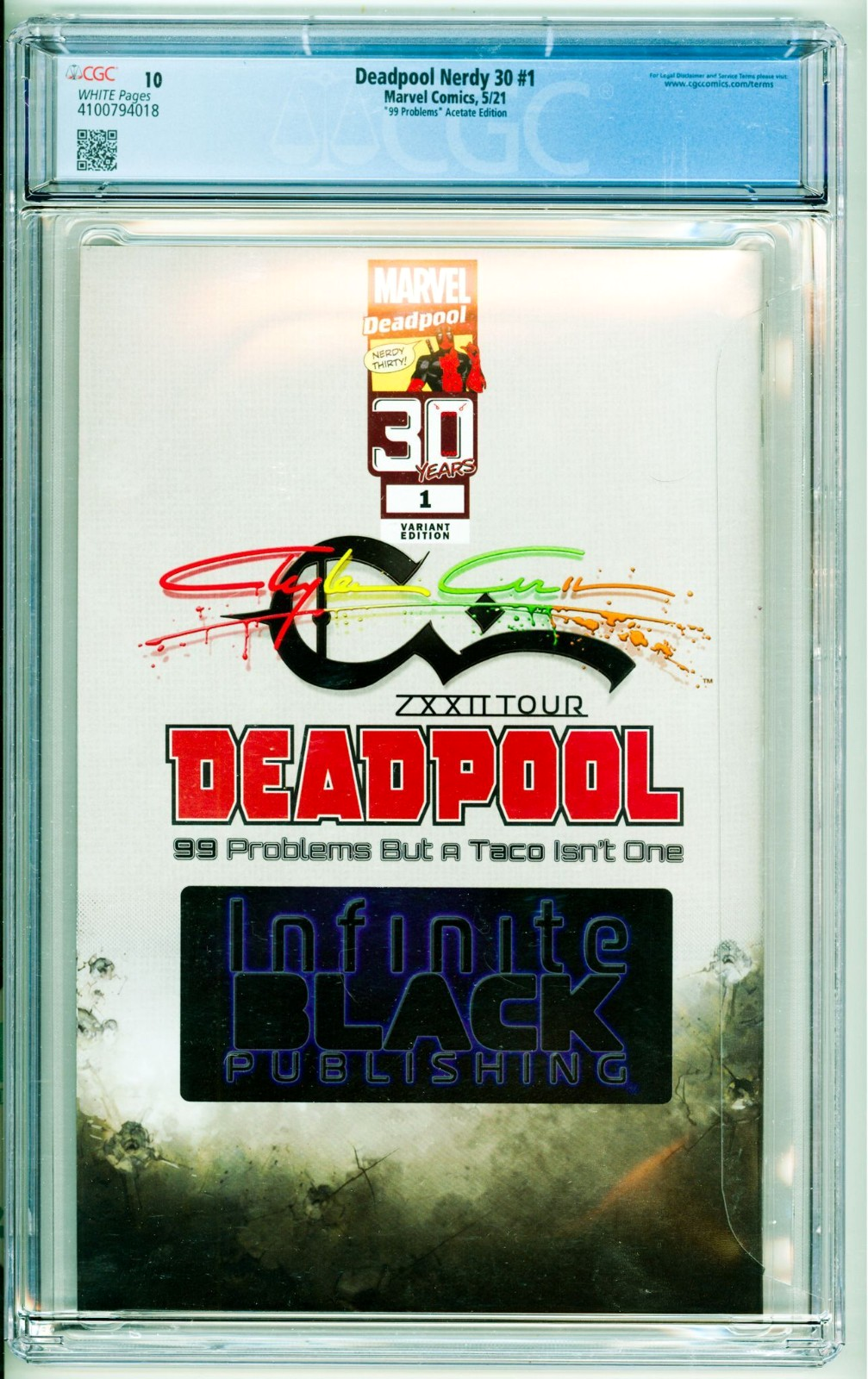 Deadpool Nerdy 30 #1 (2021) CGC 10 GEM MINT 99 Problems Acetate TOP GRADED RARE