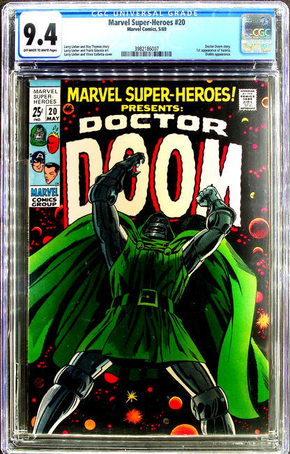 Marvel Super-Heroes #20 (1969) CGC 9.2 NM OW/W KEY Solo Doctor Doom 1st Valeria
