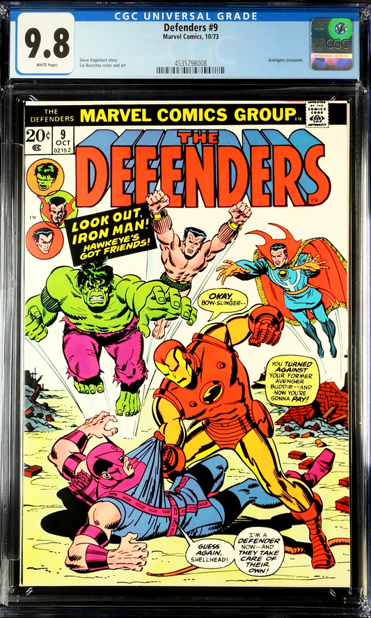 Defenders #9 (1973) CGC 9.8 NM/MT WHITE KEY Buscema Avengers Battle 4535798008