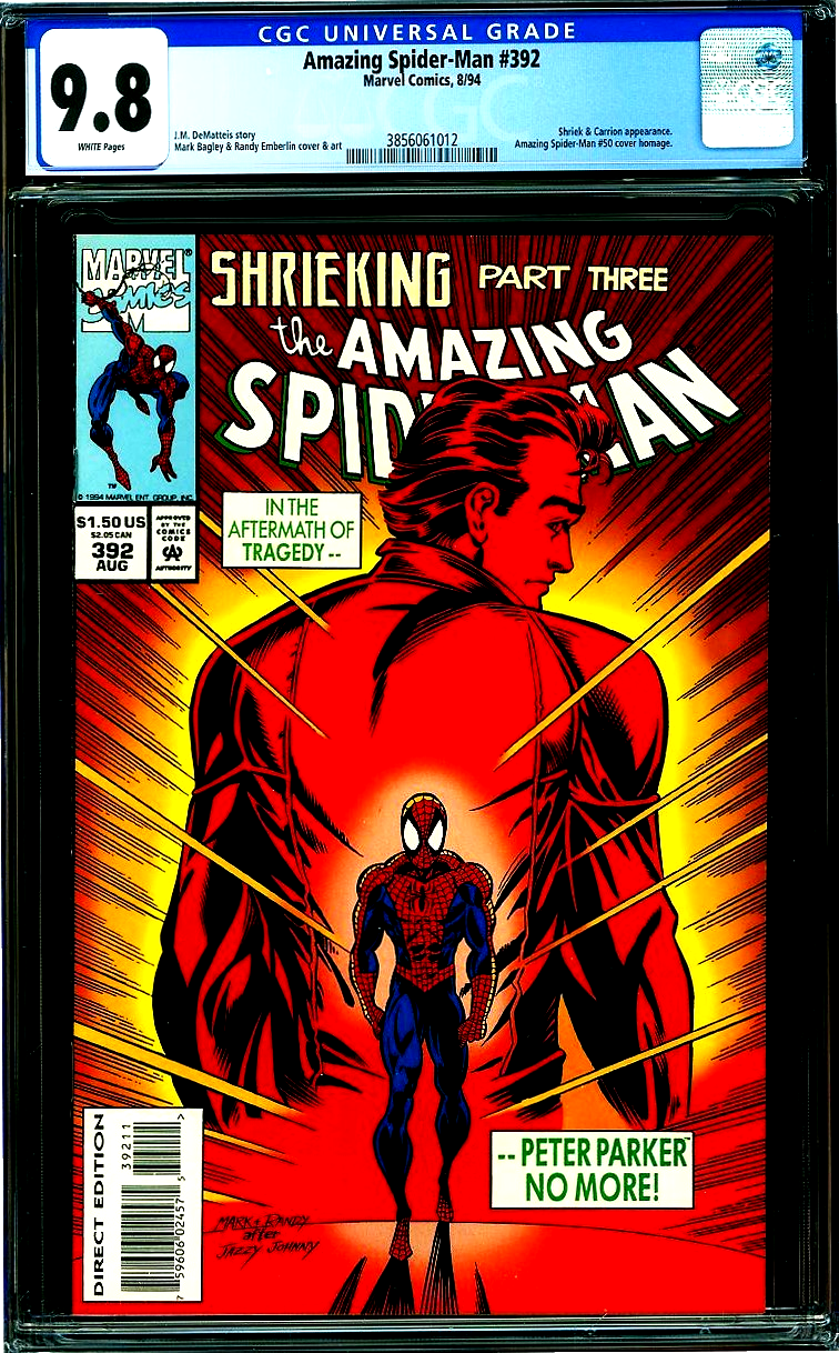 Amazing Spider-Man #392 (1994) CGC 9.8 NM/MT Mark Bagley Iconic Homage ASM#50