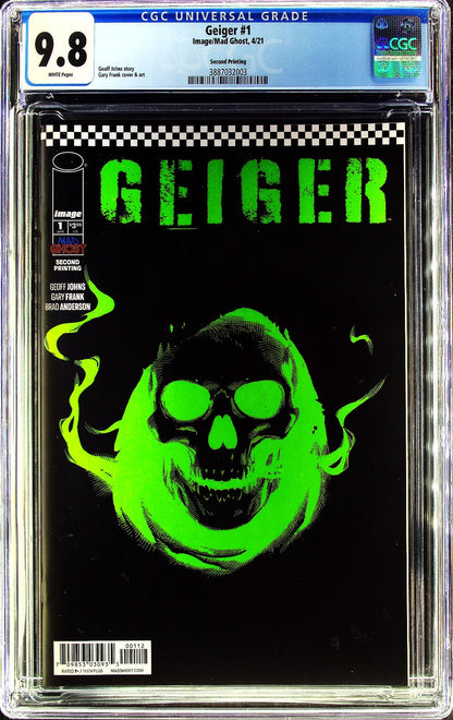 Geiger #1 (2021) CGC 9.8 WHITE 2nd Printing Gary Frank Awesome Skull Cover