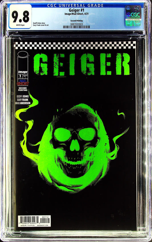 Geiger #1 (2021) CGC 9.8 WHITE 2nd Printing Gary Frank Awesome Skull Cover