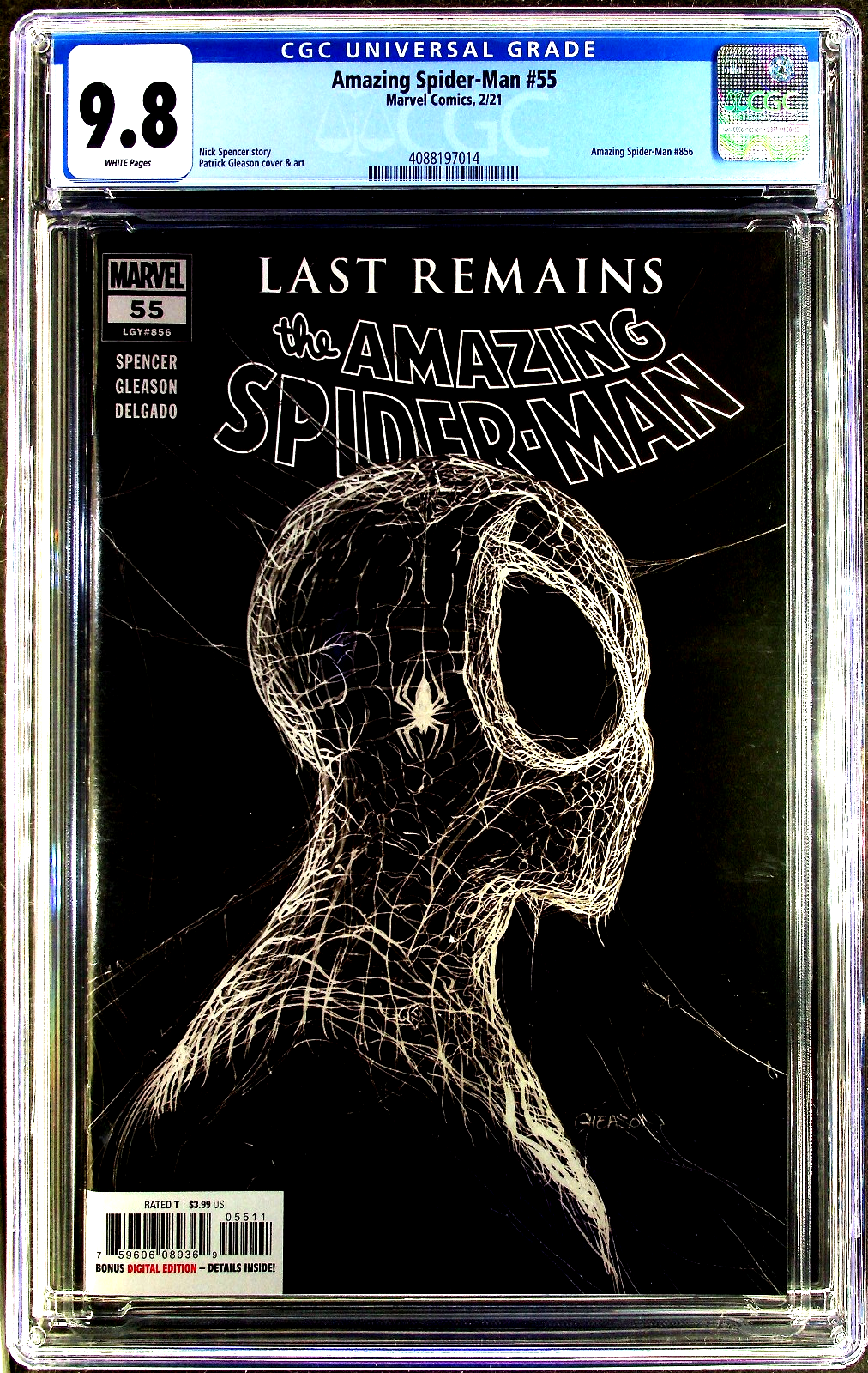 Amazing Spider-Man #55 (2021) CGC 9.8 NM/MT Gleason 1st Print Black/White Cover