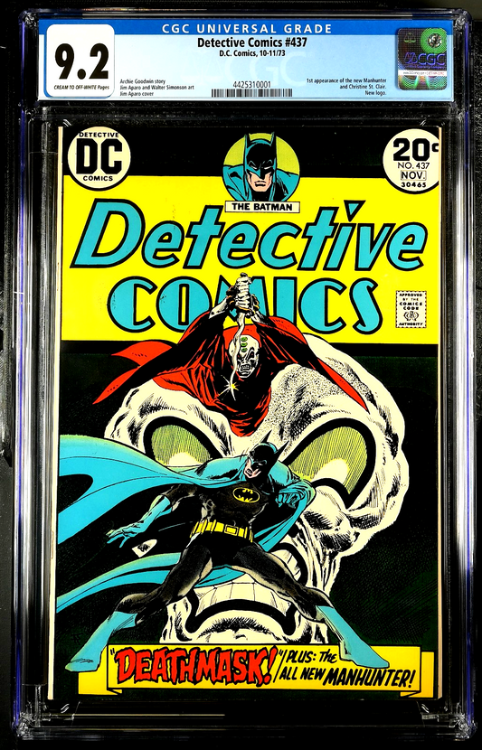 Detective  Comics #437 (1973) CGC 9.2 NM- C/OW Key 1st App Manhunter Skull Cvr