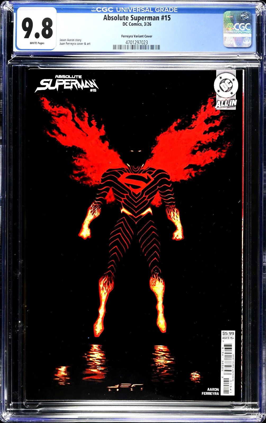 Absolute Superman #15 (2026) CGC 9.8 NM/MT Juan Ferreyra 1st Print Iconic Cover
