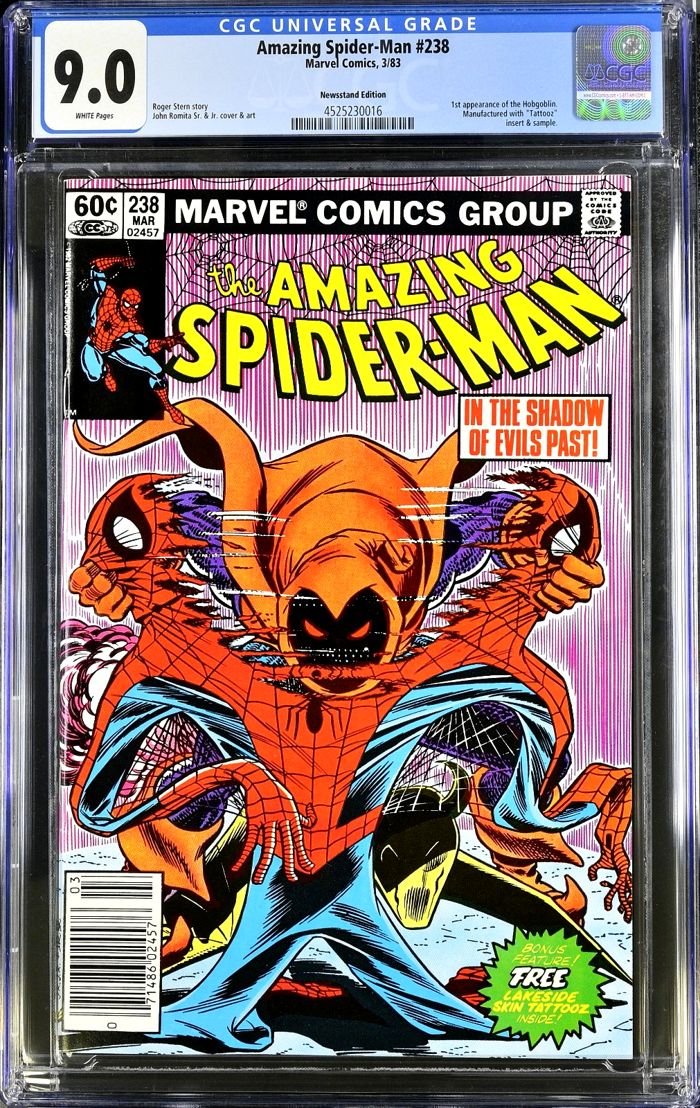 Amazing Spider-Man #238 (1983) CGC 9.0 VF/NM White KEY Newsstand 1st Hobgoblin