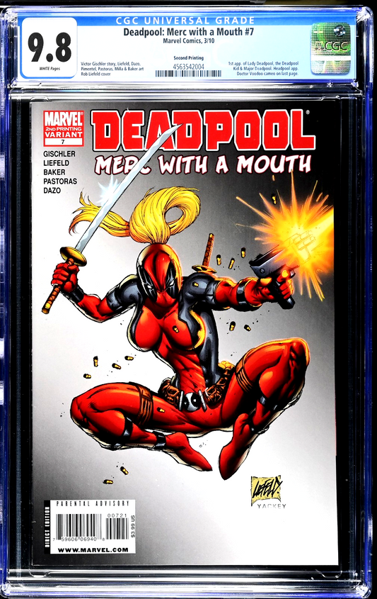 Deadpool Merc with a Mouth #7 (2010) CGC 9.8 2nd Print Key 1st Lady Deadpool 456