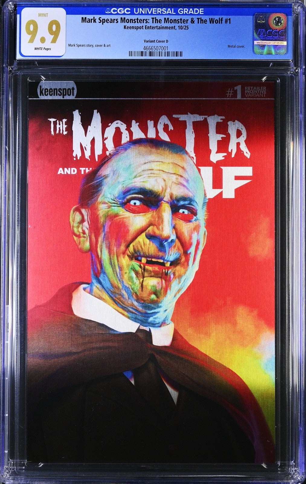 Mark Spears Monster & The Wolf #1 (2025) CGC  9.9 MINT 1:1000 Metal Cover D LTD