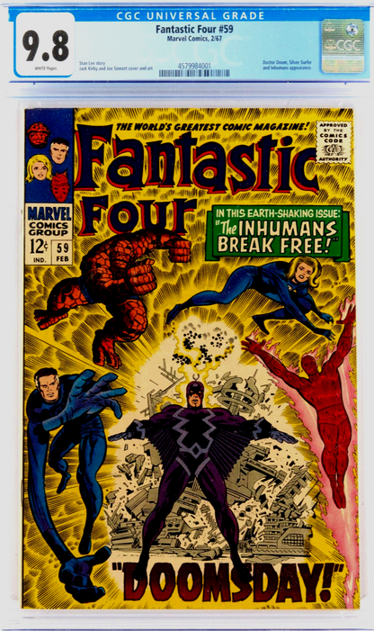 Fantastic Four #59 (1967) CGC 9.8 NM/MT WHITE Kirby Black Bolt Silver Surfer App