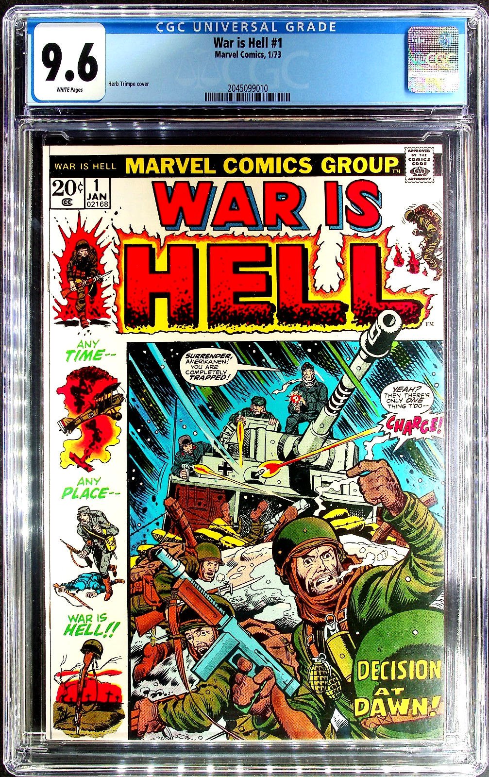 War Is Hell #1 (1973) CGC 9.6 NM+ White Pages Herb Trimpe Dynamic Battle Cover