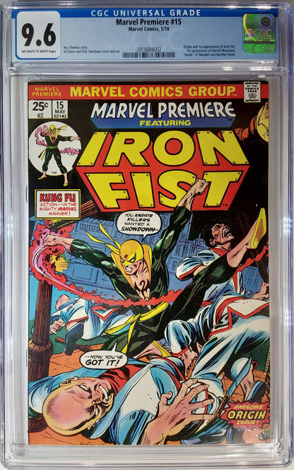 Marvel Premiere #15 (1974) CGC 9.6 NM+ OW White Key 1st Appearance of Iron Fist