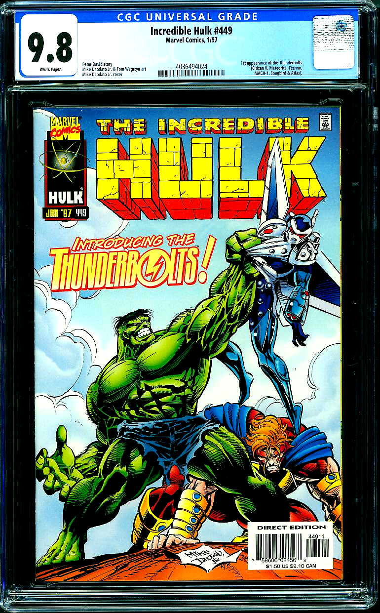 Incredible Hulk #449 (1997) CGC 9.8 NM/MT WHITE Direct Ed Key 1st Thunderbolts