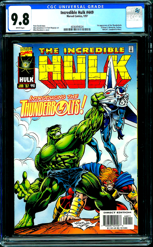 Incredible Hulk #449 (1997) CGC 9.8 NM/MT WHITE Direct Ed Key 1st Thunderbolts