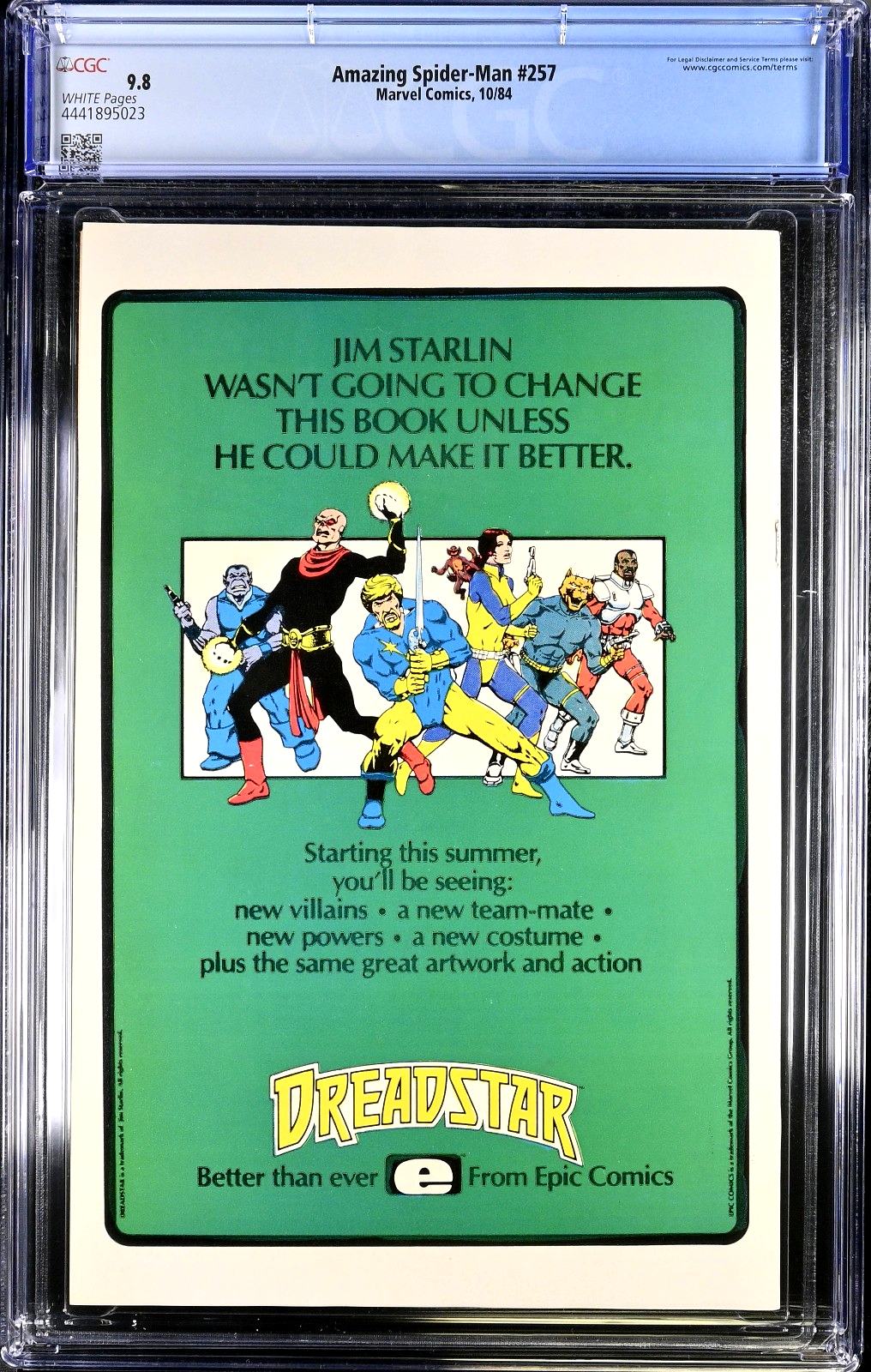 Amazing Spider-Man #257 CGC 9.8 (1984) CGC 9.8 NM/MT WHITE 2nd Puma Appearance