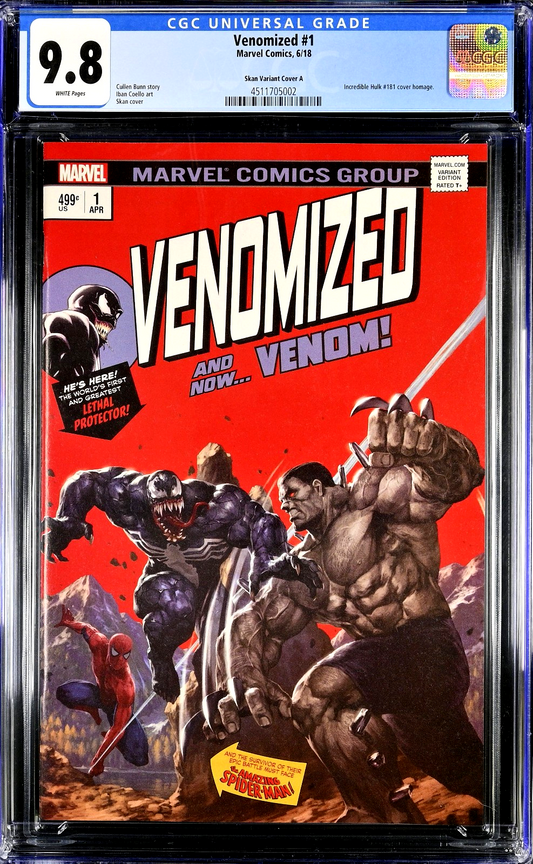 Venomized #1 (2018) CGC 9.8 NM/MT White Skan Srisuwan Hulk 181 Homage Cover "A"