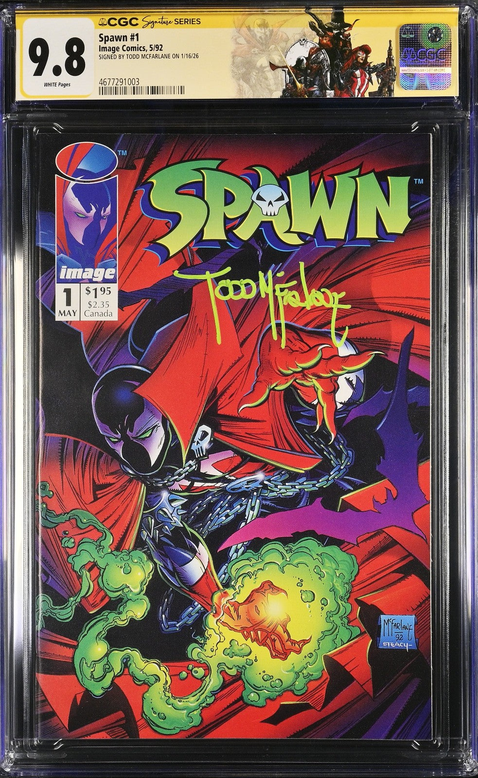 Spawn #1 (1992) CGC SS 9.8 NM/MT KEY Signed Neon Green McFarlane Full Signature