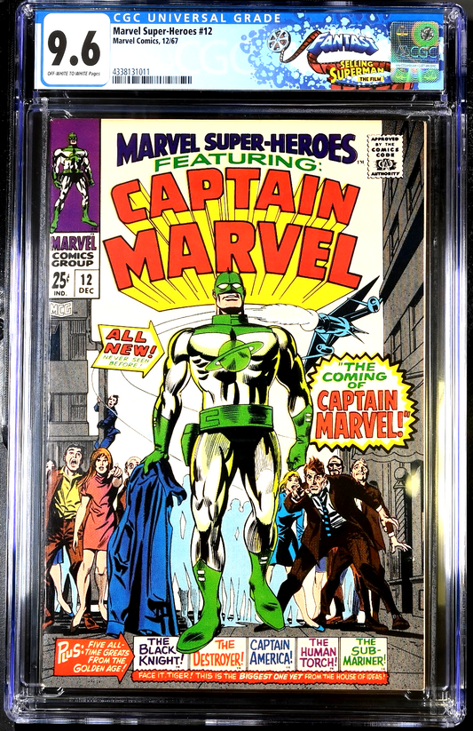 Marvel Super-Heroes #12 (1967) CGC 9.6 NM+ OW/W Key Origin & 1st Captain Marvel