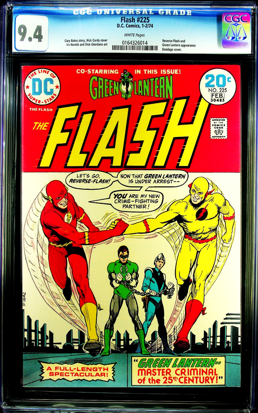 Flash #225 (1974) CGC 9.4 NM WHITE Nick Cardy Cover Green Lantern Reverse Flash