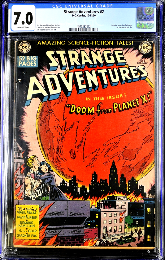 Strange Adventures #2 (1950) CGC 7.0 FN/VF O/W Pre-Code Apocalyptic City Cover