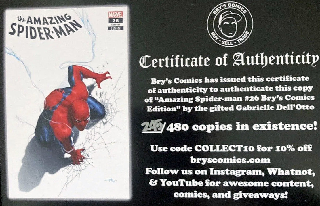 Amazing Spider-Man #26 (2023) CGC 9.9 (Not 9.8) Bry's Comics Dell'Otto Edition