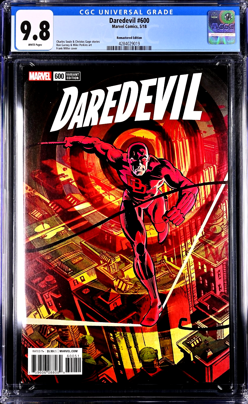 Daredevil #600 (2018) CGC 9.8 NM/MT Frank Miller Remastered Variant Ltd 1:500