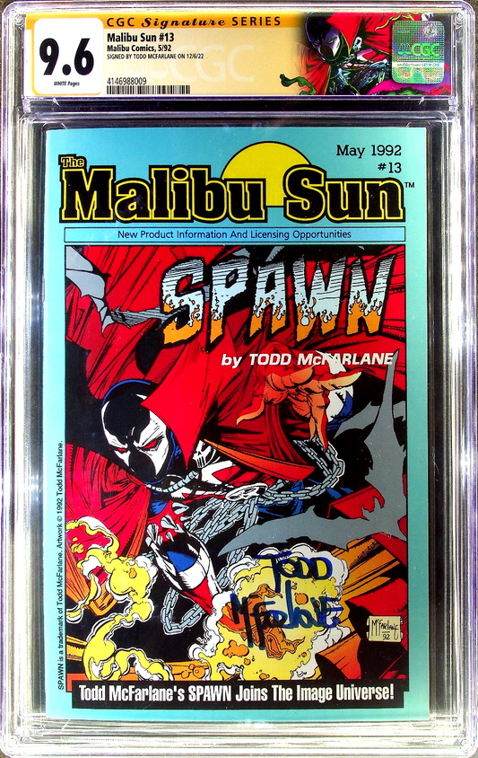 Malibu Sun #13 (1991) CGC 9.6 NM+ SS 1st Spawn McFarlane Signature Custom Label