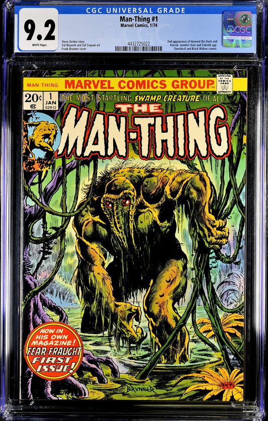 Man-Thing #1 (1974) CGC 9.2 NM- WHITE Pages Key 2nd Appearance Howard the Duck 
