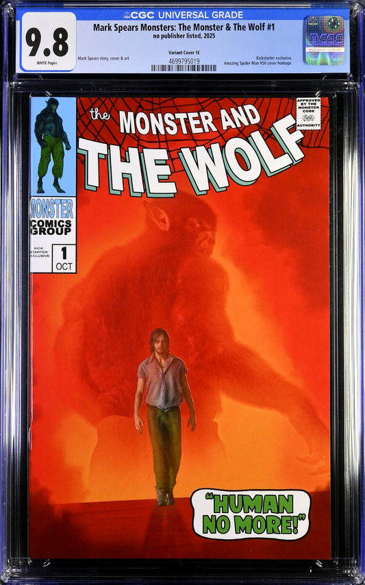Mark Spears Monster & The Wolf #1 (2025) CGC 9.8 Kickstarter Cvr E ASM#50 Homage