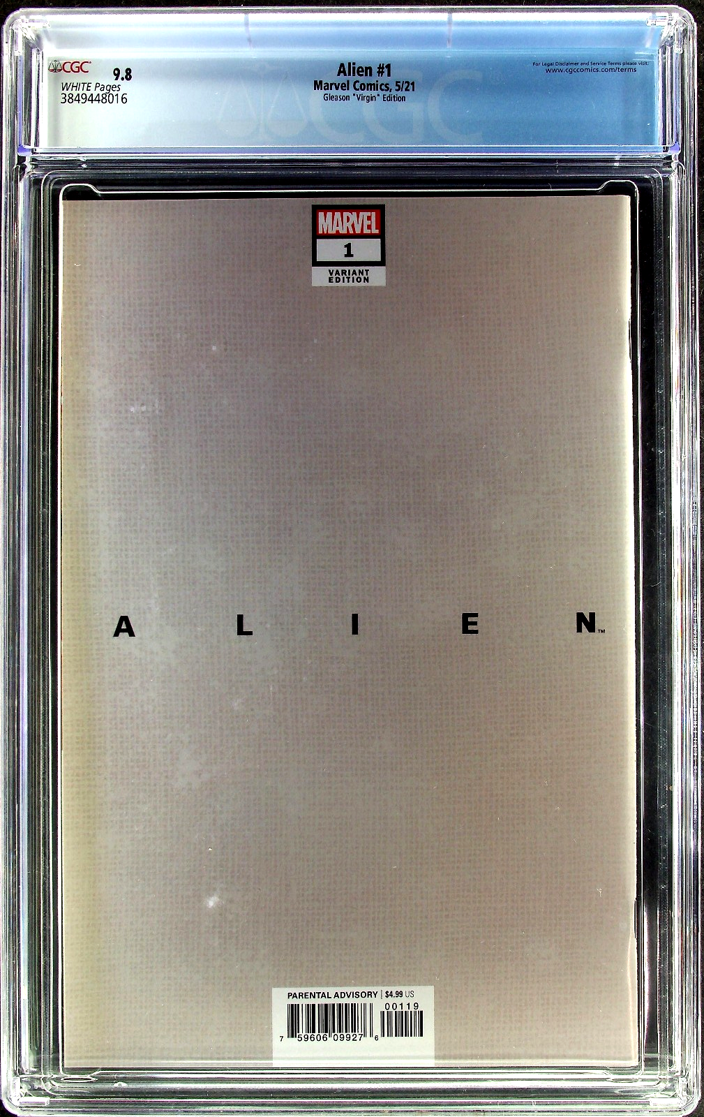 Alien #1 (2021) CGC 9.8 NM/MT WHITE Gleason Virgin Retailer Incentive Ltd 1:500