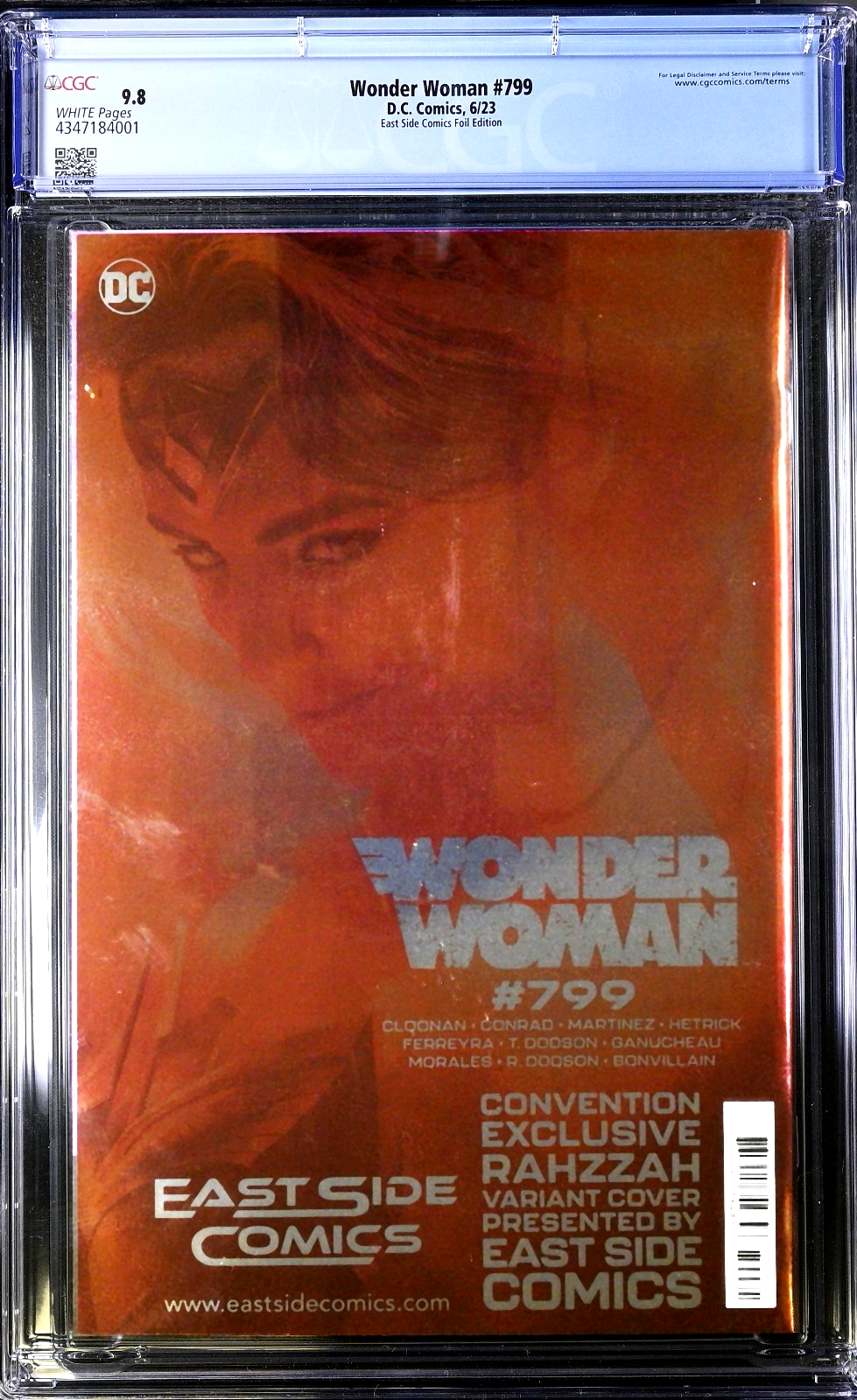 Wonder Woman #799 (2023) CGC 9.8 NM/MT Eastside Comics Beautiful Rahzzah Foil