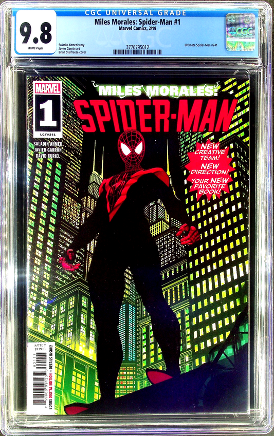 Miles Morales Spider-Man #1 (2019) CGC 9.8 NM/MT 1st Printing Stelfreeze Cover